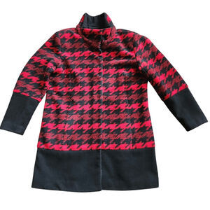 TRIBAL woman's wool blend trench coat size large black red